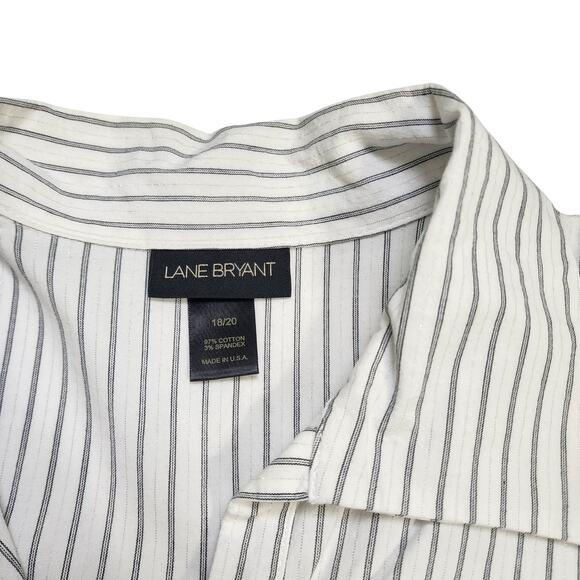 Lane Bryant Womens Button Down Blouse Top Plus Size 18/20 White Metallic Stripe - Picture 6 of 10